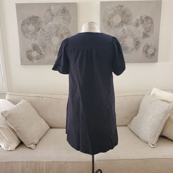 Madewell Pleated Button-Front Shift Dress - size Small in Black - Picture 10 of 15